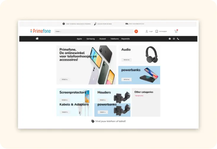 E-commerce Website Development for Primefone
